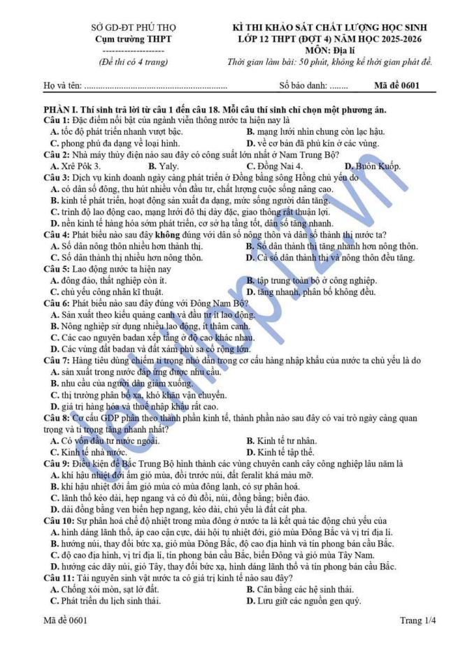 Ảnh minh họa cho LUYỆN THI ĐỊA LÍ THPT