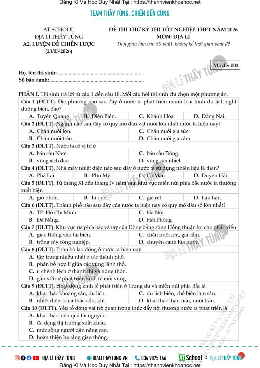 Ảnh minh họa cho LUYỆN THI ĐỊA LÍ THPT