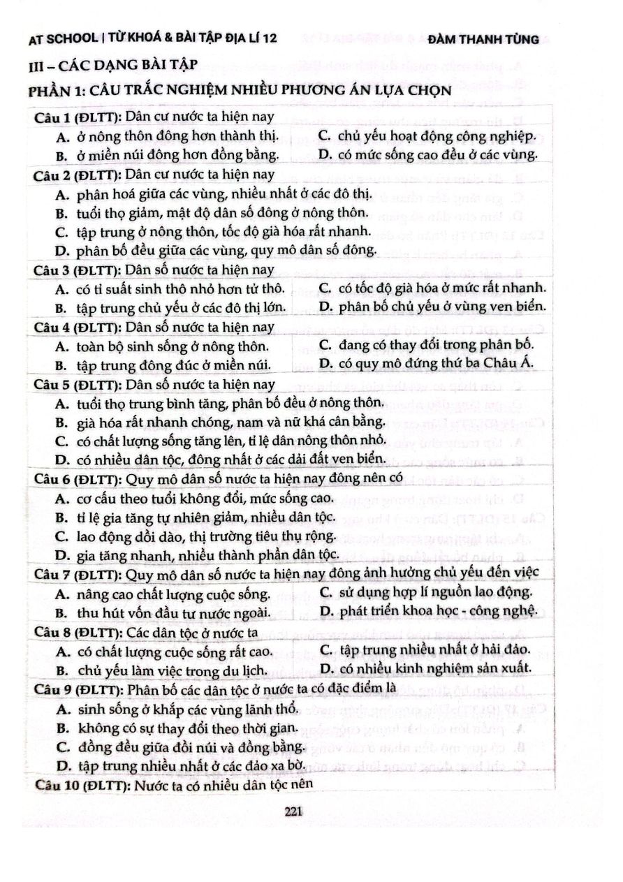 Ảnh minh họa cho Bài tập và đáp án phần Dân số