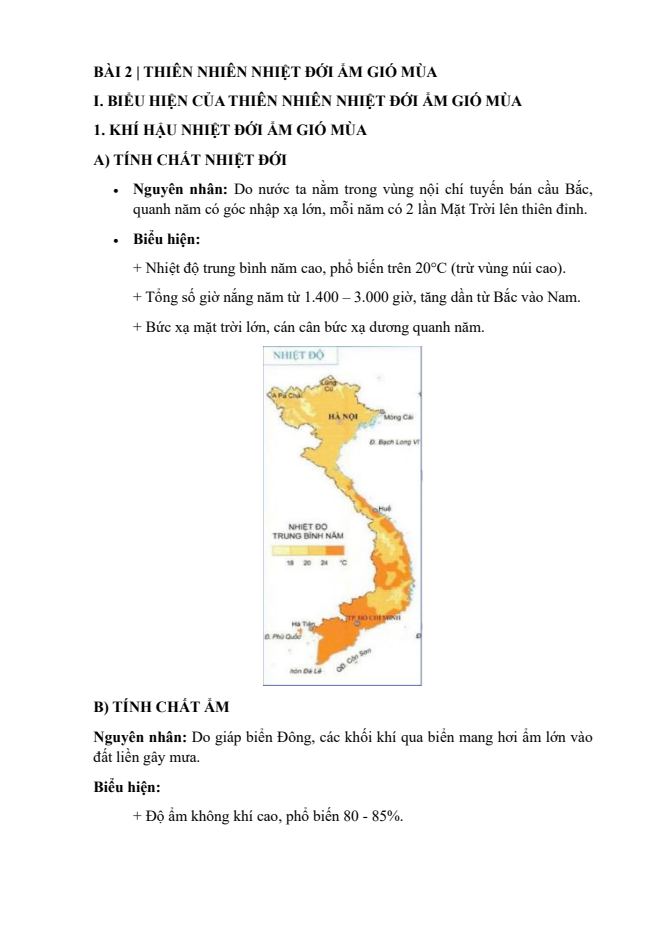 Ảnh minh họa cho CĐ1 - BÀI 2 - PHẦN 1: BIỂU HIỆN CỦA THIÊN NHIÊN NHIỆT ĐỚI ẨM GIÓ MÙA