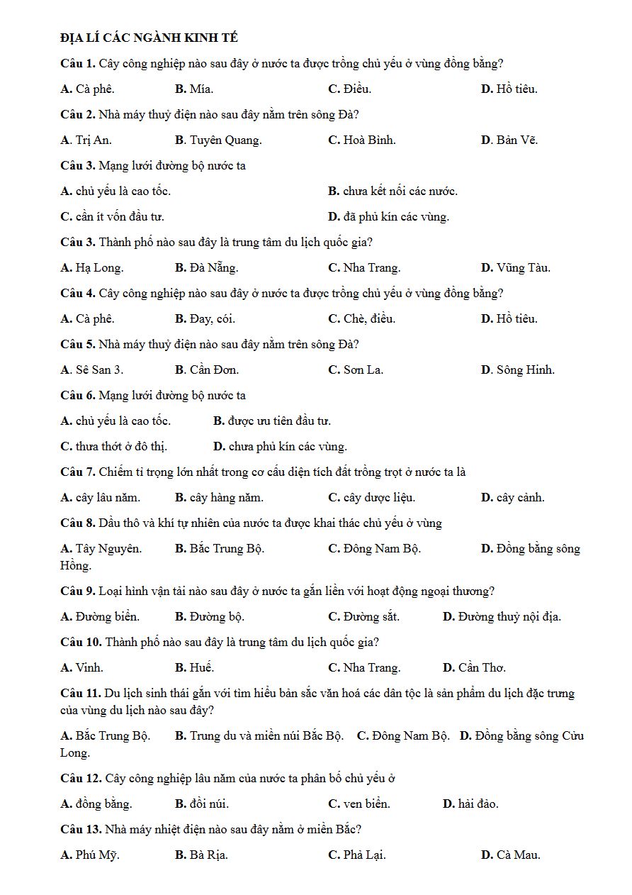 Ảnh minh họa cho ĐỊA LÍ CÁC NGÀNH KINH TẾ