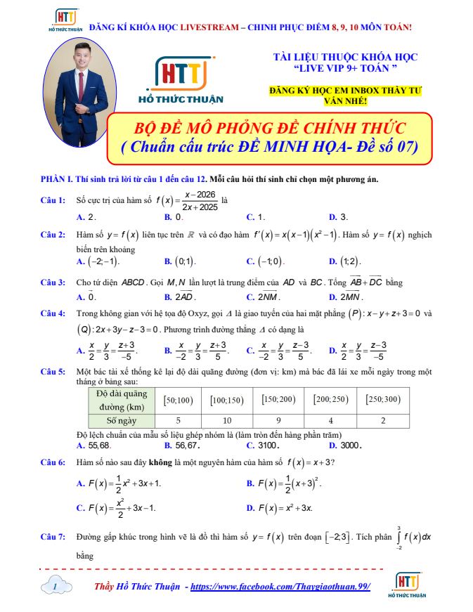 Ảnh minh họa cho THI THỬ CHỐT HẠ ĐỀ THI TỐT NGHIỆP THPT ĐỀ 07