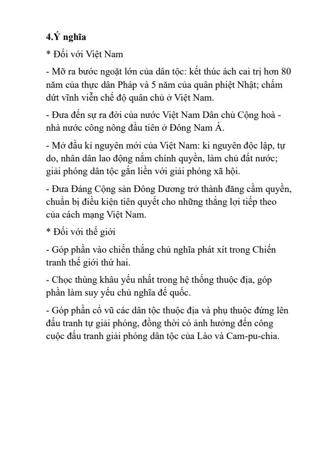 Ảnh minh họa cho LÝ THUYẾT CHUYÊN ĐỀ 3: CÁCH MẠNG THÁNG TÁM, CHIẾN TRANH GIẢI PHÓNG DÂN TỘC VÀ CHIẾN TRANH BẢO VỆ TỔ QUỐC TRONG LỊCH SỬ VIỆT NAM ( 8/1945 ĐẾN NAY ) - BÀI 6: CÁCH MẠNG THÁNG TÁM NĂM 1945 - PHẦN 4: Ý NGHĨA