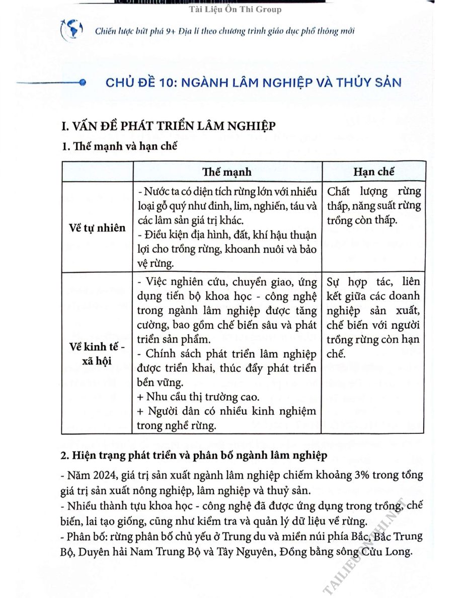 Ảnh minh họa cho CĐ 4 - BÀI 10: NGÀNH THỦY SẢN, LÂM NGHIỆP