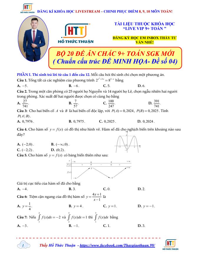 Ảnh minh họa cho Luyện Đề THPT QG Toán 2026