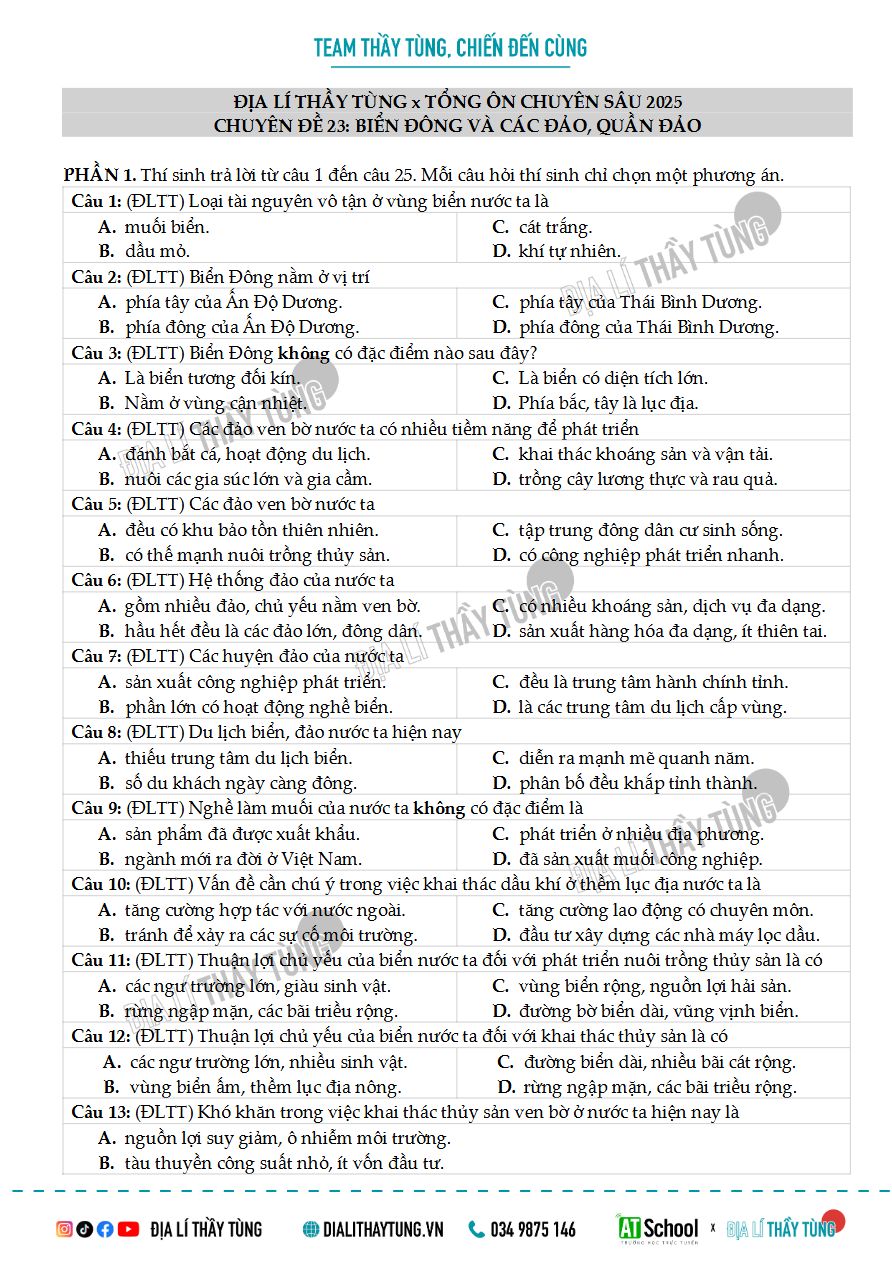 Ảnh minh họa cho Bài tập chuyên đề 23 địa lí 12