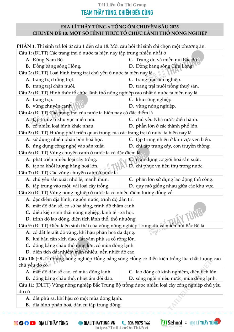 Ảnh minh họa cho Câu hỏi bổ trợ địa lí chuyên đề 10