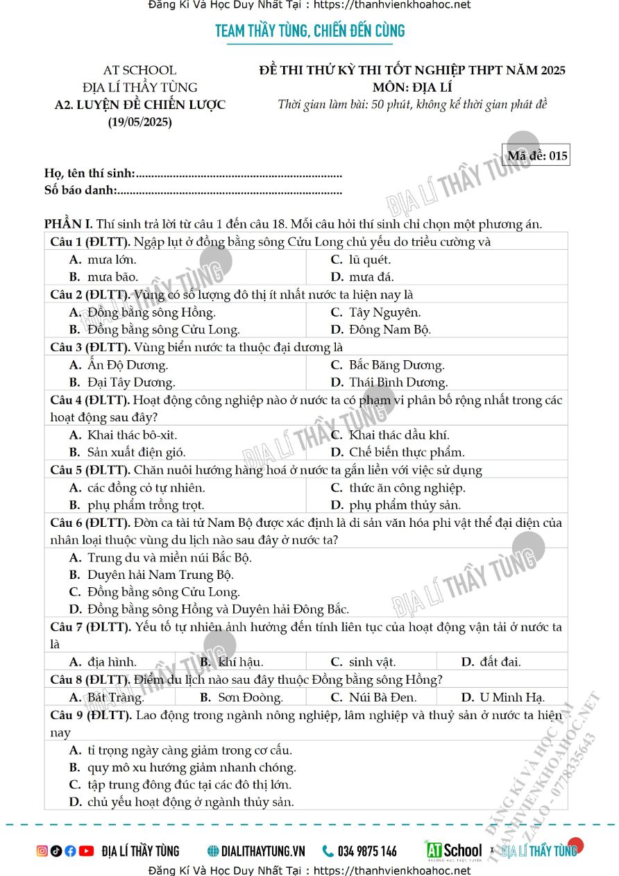 Ảnh minh họa cho LUYỆN THI ĐỊA LÍ THPT