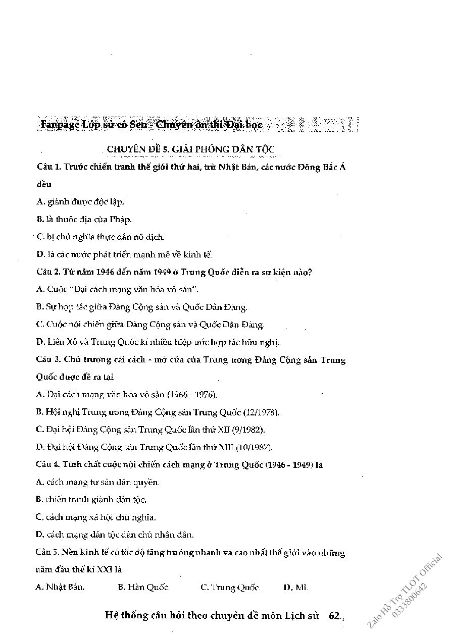 Ảnh minh họa cho Hệ thống câu hỏi môn lịch sử theo chuyên đề THPTQG