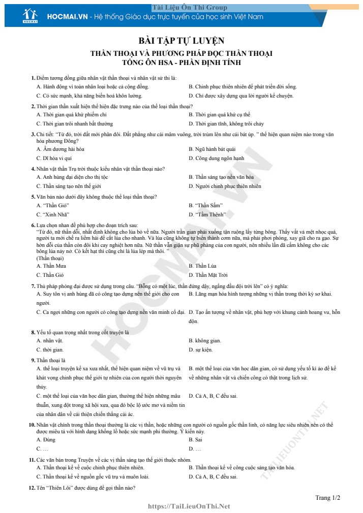 Ảnh minh họa cho LUYỆN ĐỀ HSA SỐ 02