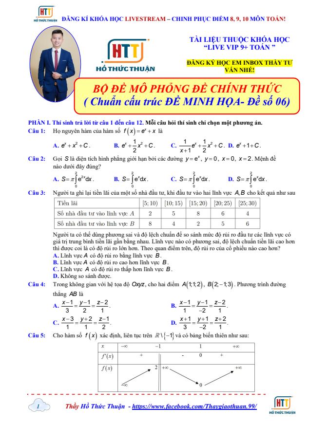 Ảnh minh họa cho THI THỬ CHỐT HẠ ĐỀ THI TỐT NGHIỆP THPT ĐỀ 06