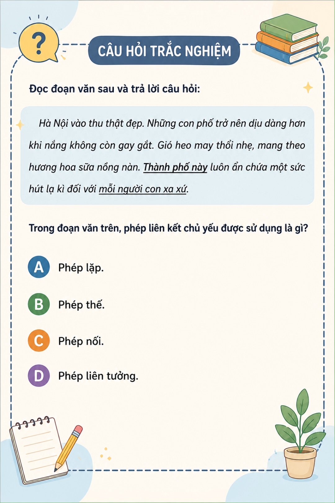 Ảnh minh họa cho CÁC PHÉP LIÊN KẾT CÂU VÀ ĐOẠN VĂN
