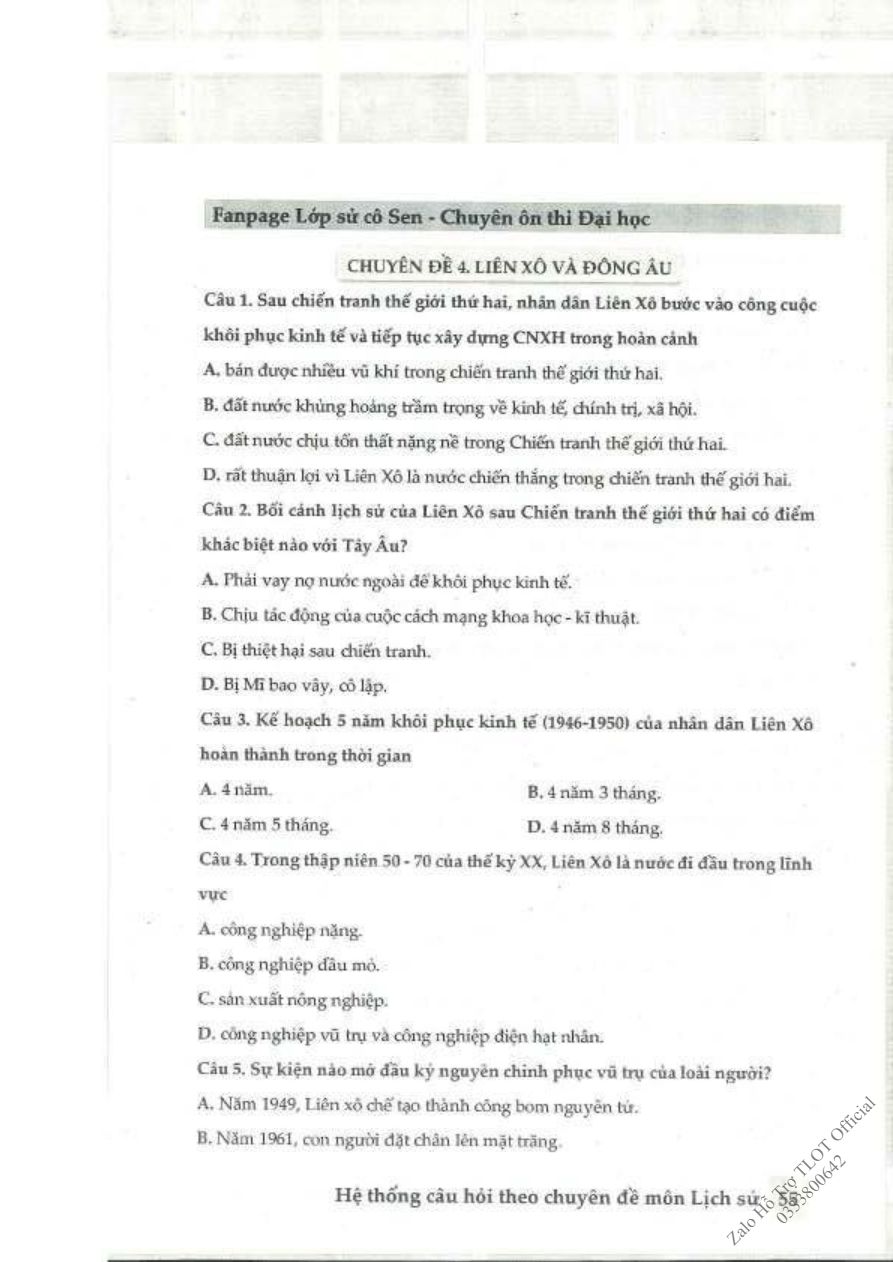 Ảnh minh họa cho Hệ thống câu hỏi môn lịch sử theo chuyên đề  THPTQG