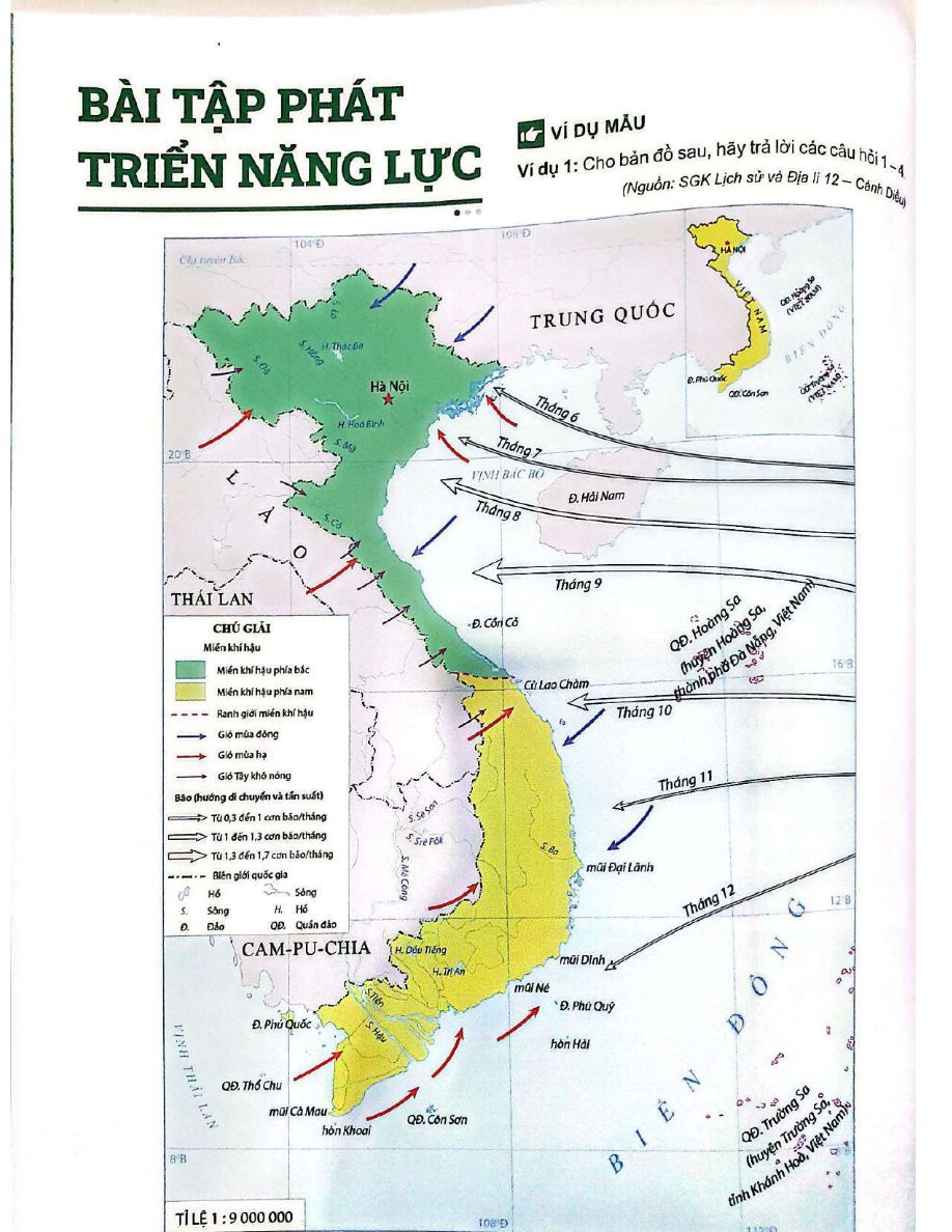 Ảnh minh họa cho Bài tập và đáp án phần Vị trí, phạm vi thiên nhiên nhiệt đới ẩm gió mùa