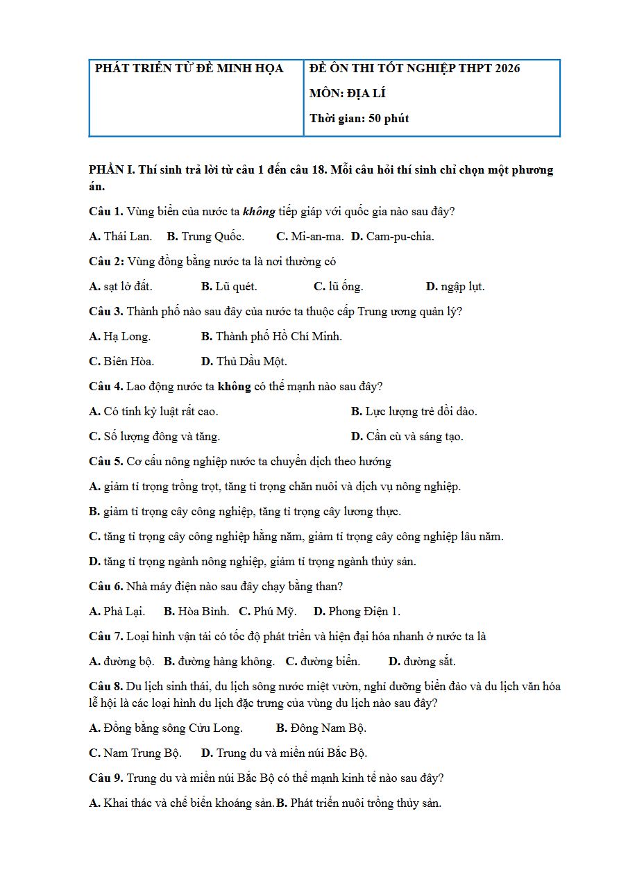 Ảnh minh họa cho LUYỆN THI ĐỊA LÝ THPT