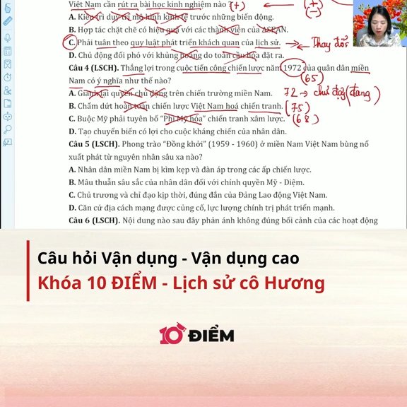 Ảnh minh họa cho CHINH PHỤC CÂU HỎI VẬN DỤNG - VẬN DỤNG CAO CÙNG CÔ HƯƠNG PHẦN 3