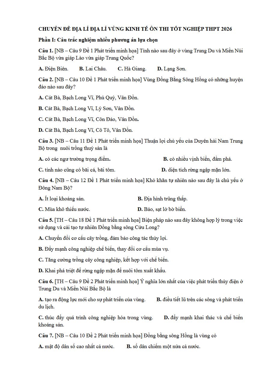 Ảnh minh họa cho Luyện thi trắc nghiệm môn địa lí phần vùng kinh tế