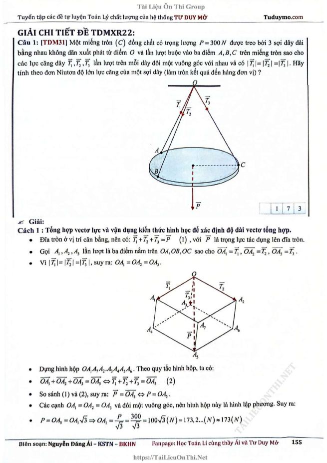 Ảnh minh họa cho ĐÁP ÁN ĐỀ TDMXR22 - PHÉP CHIẾU VÀ TÍCH VÔ HƯỚNG CÁC VECTO LỰC