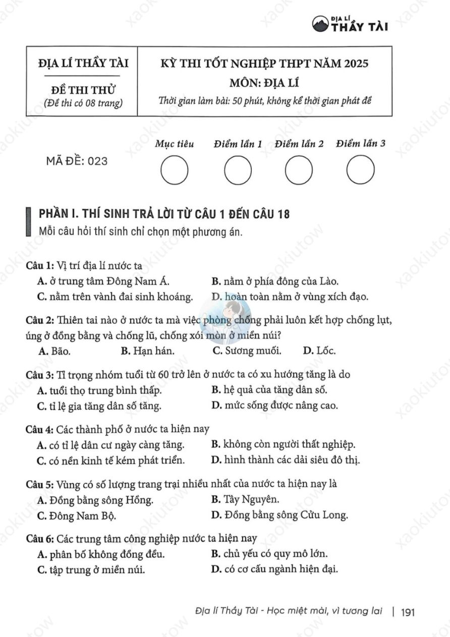 Ảnh minh họa cho Đề thi địa THPT