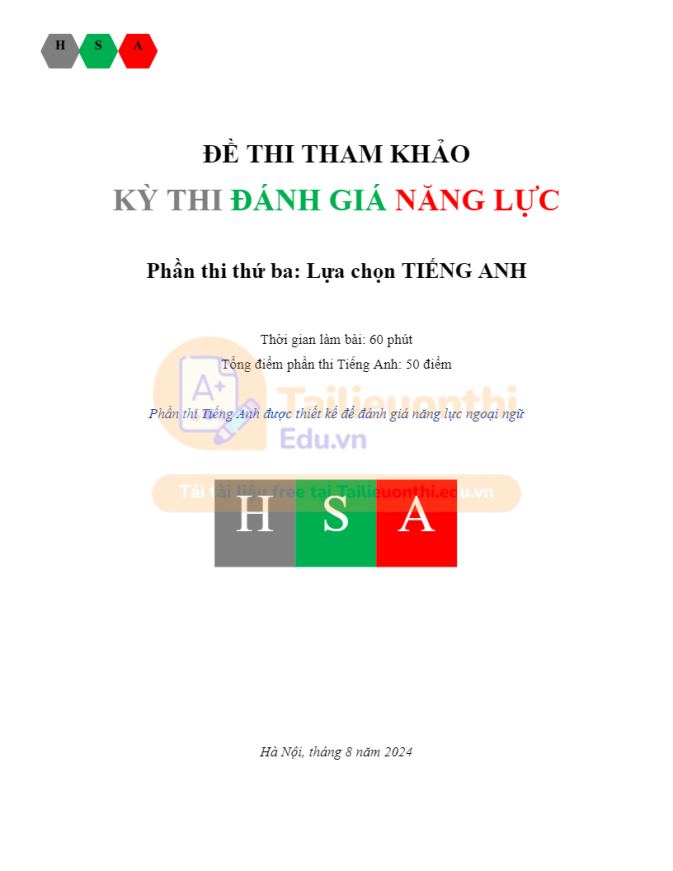 Ảnh minh họa cho ĐỀ THI THAM KHẢO KỲ THI ĐGNL: ĐỀ SỐ 39