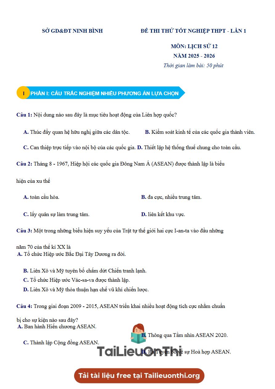 Ảnh minh họa cho Luyện đề thi môn lịch sử THPTQG