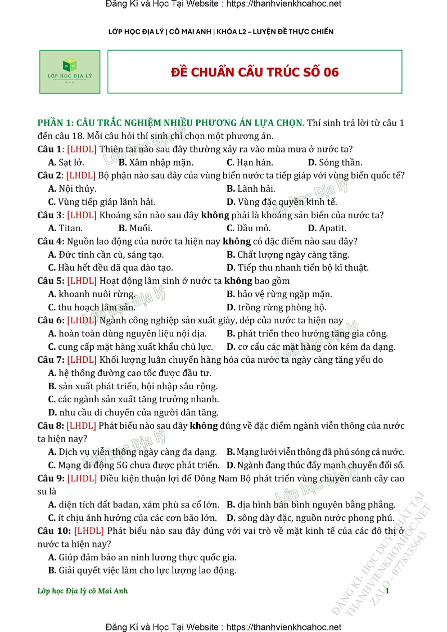 Ảnh minh họa cho LUYỆN THI ĐỊA LÍ THPT