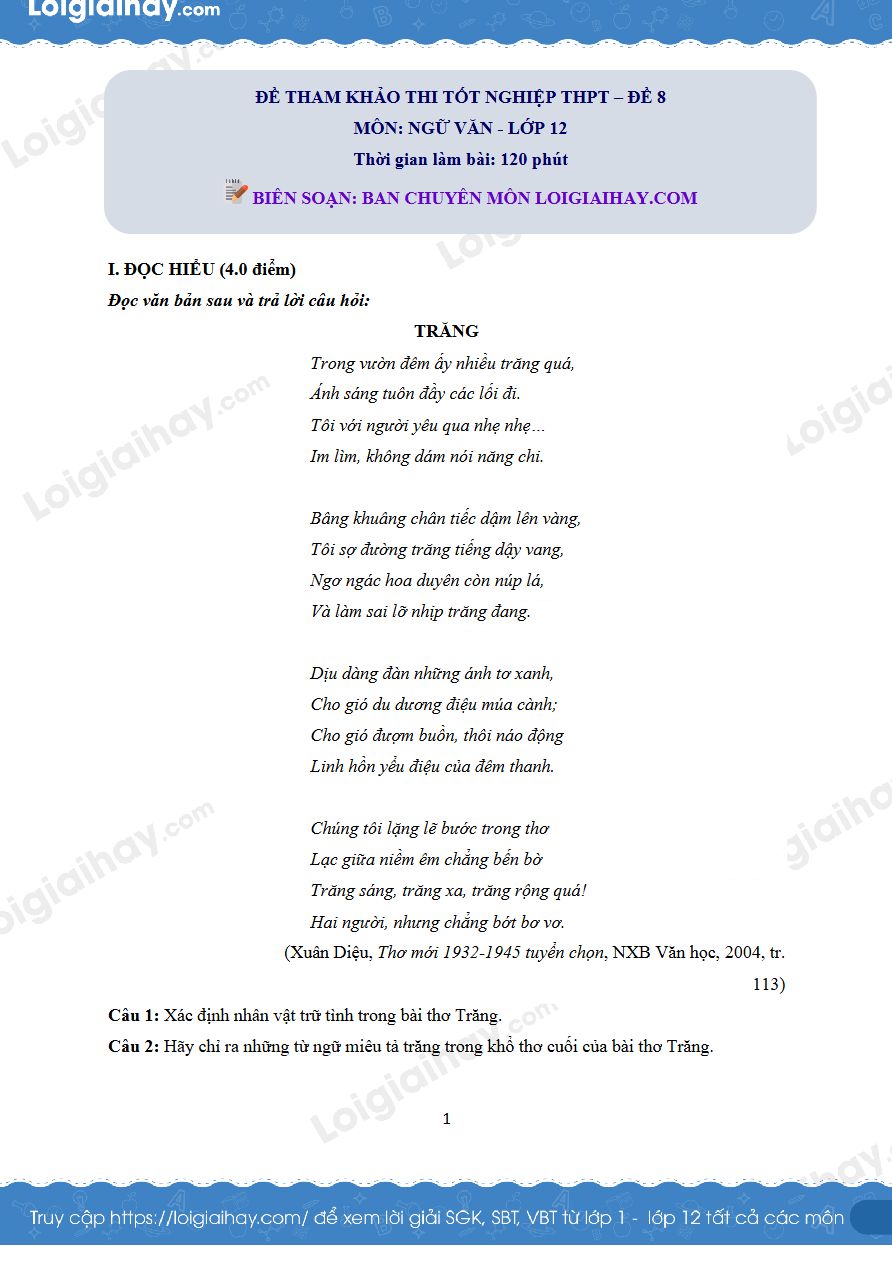 Ảnh minh họa cho LUYỆN THI THPT NGỮ VĂN