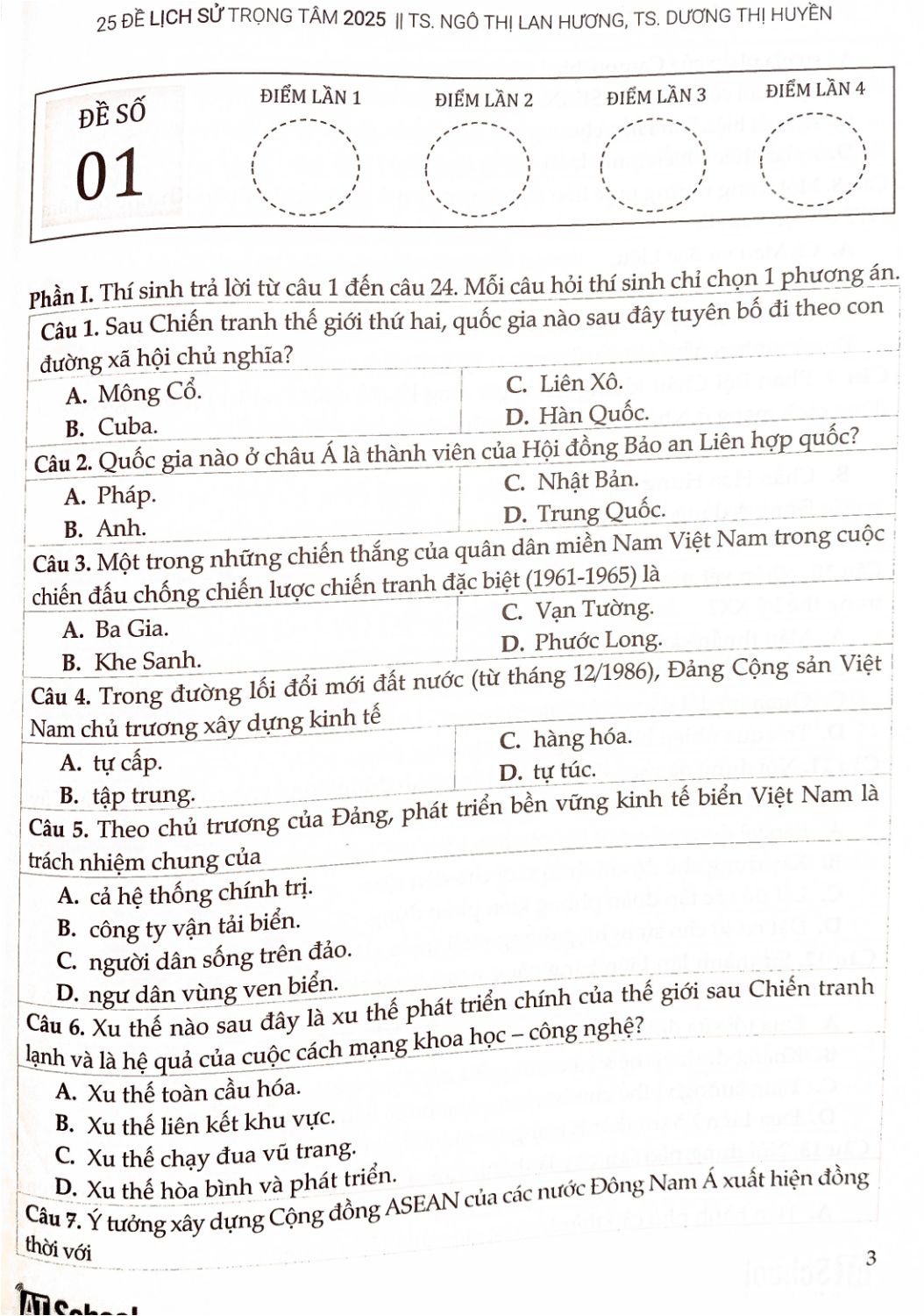 Ảnh minh họa cho Luyện đề môn lịch sử THPTQG