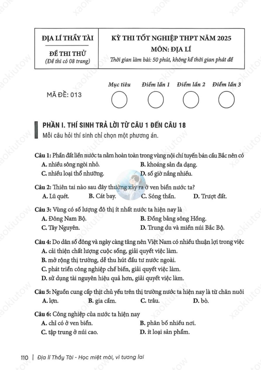 Ảnh minh họa cho LUYỆN ĐỀ THI ĐỊA THPT