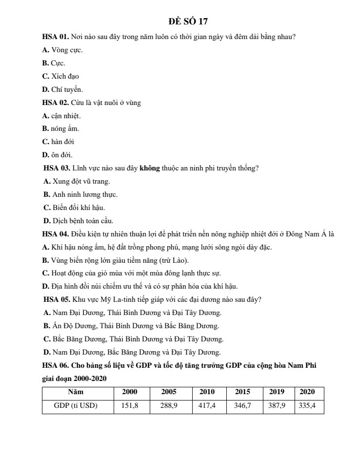 Ảnh minh họa cho BÀI TẬP BỔ TRỢ HSA ĐỊA LÍ
