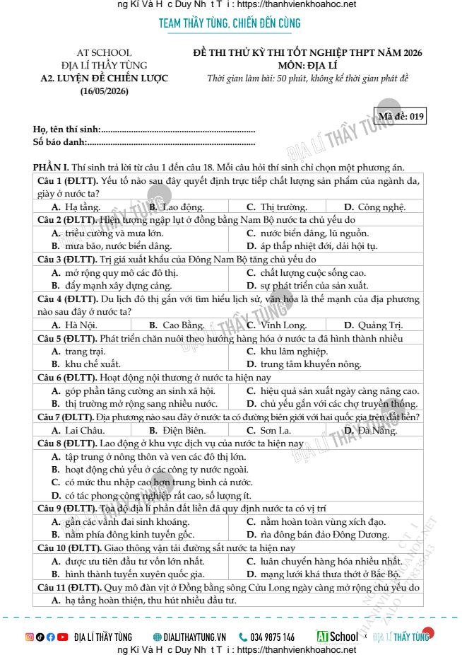 Ảnh minh họa cho LUYỆN THI ĐỊA LÝ THPT