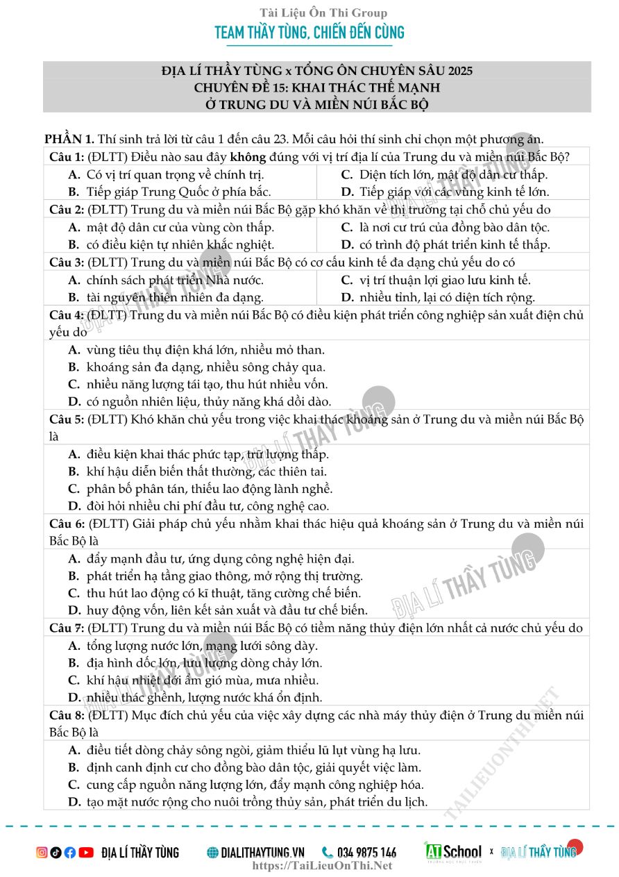 Ảnh minh họa cho Bài tập địa lí chuyên đề 15