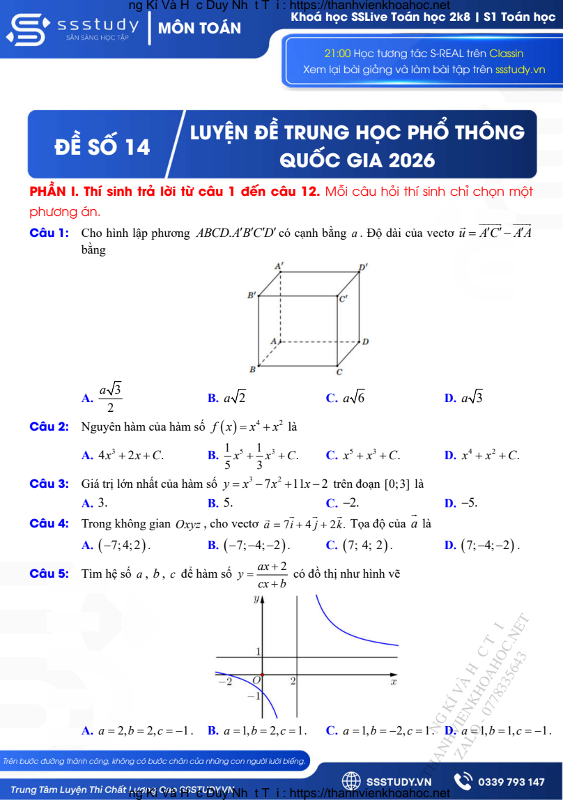 Ảnh minh họa cho LUYỆN ĐỀ TOÁN THPTQG NĂM 2026
