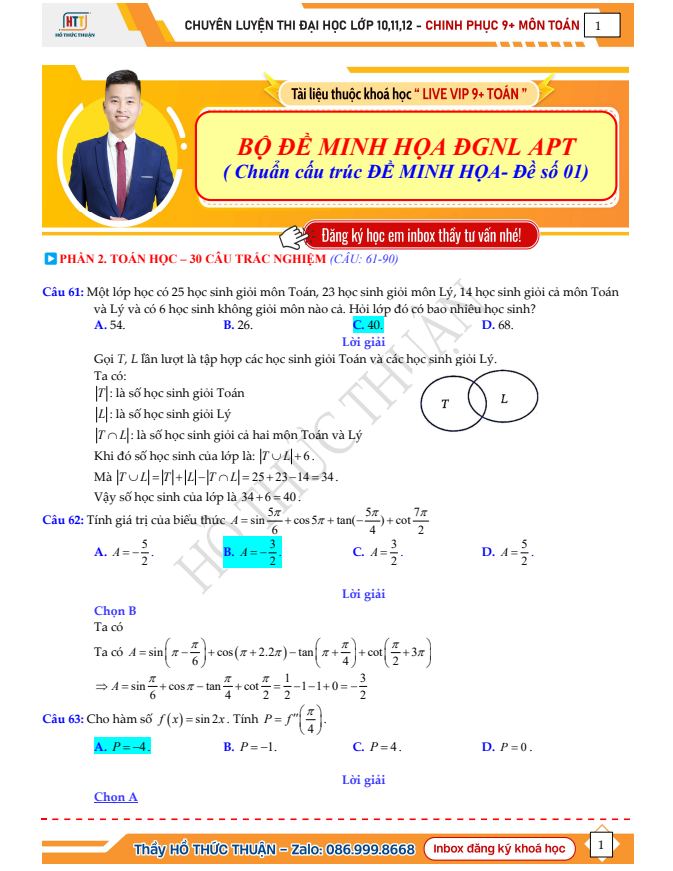 Ảnh minh họa cho ĐỀ SỐ 01 – BỘ ĐỀ THI MINH HỌA APT