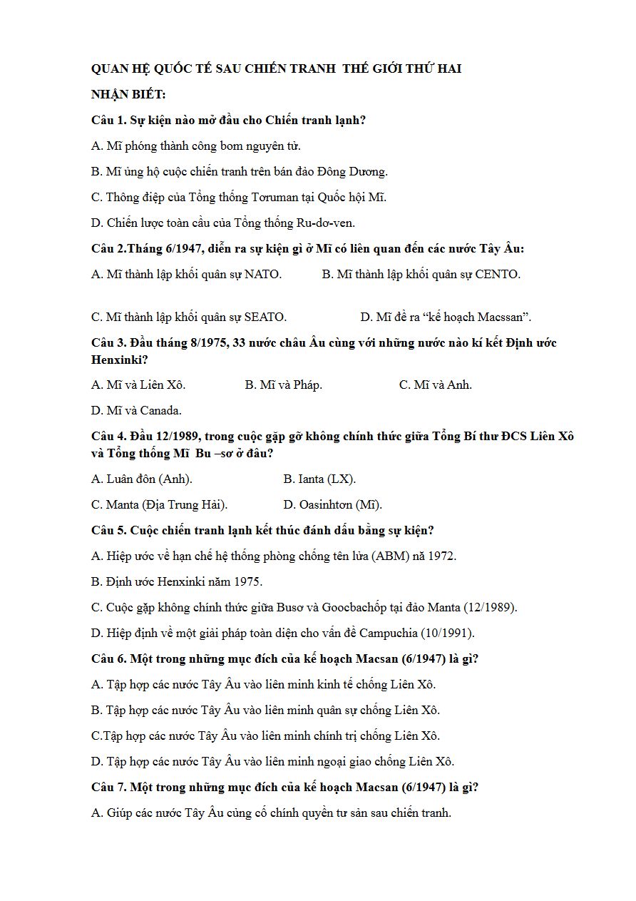 Ảnh minh họa cho Đề cương ôn tập môn lịch sử THPTQG