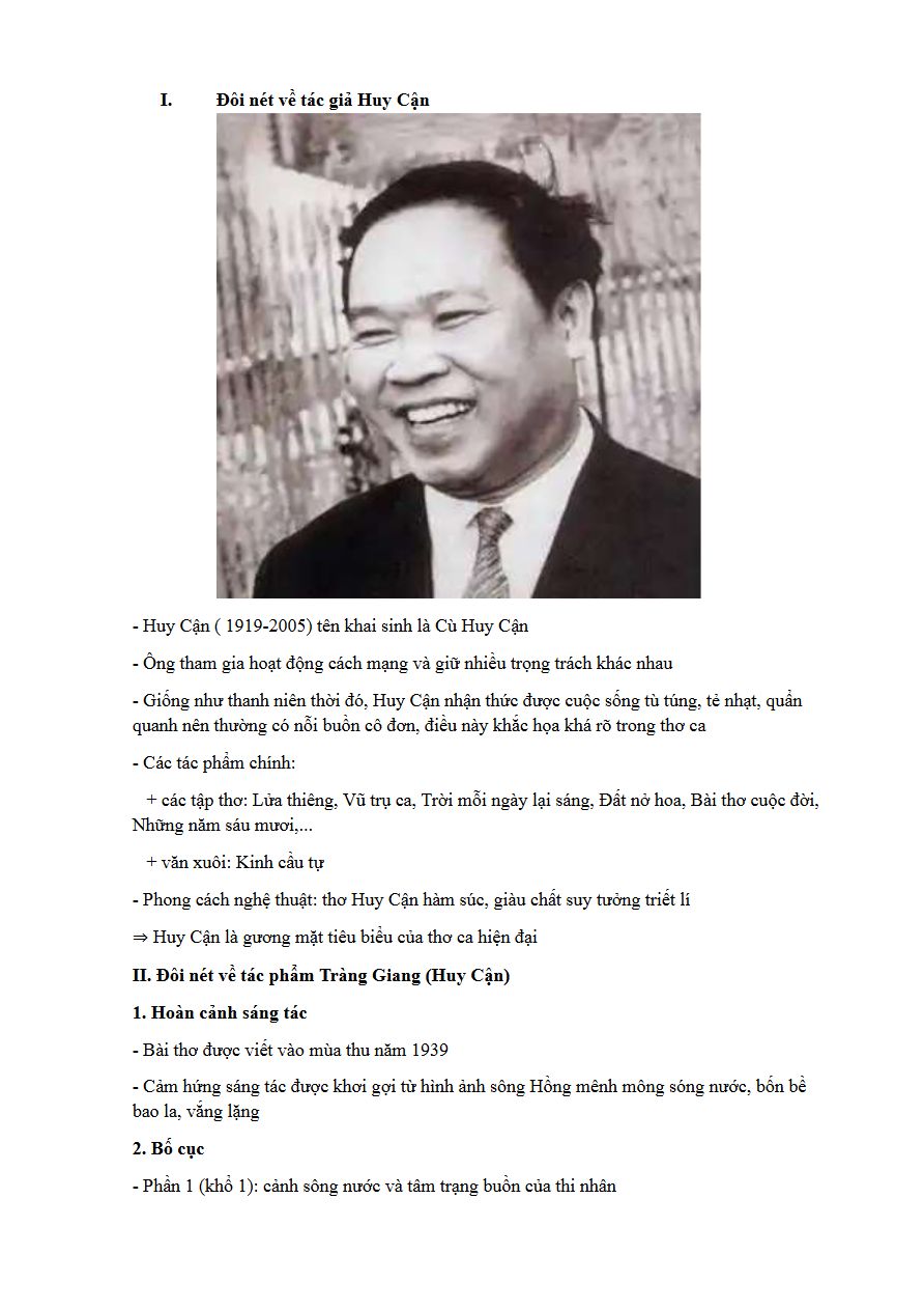 Ảnh minh họa cho TÁC GIẢ, TÁC PHẨM "TRÀNG GIANG"