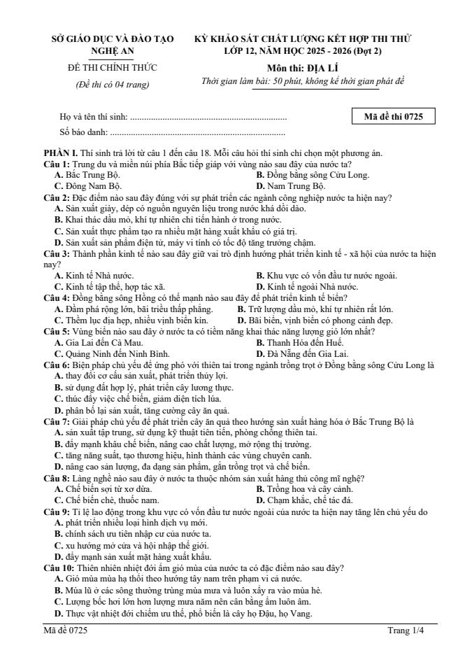 Ảnh minh họa cho LUYỆN THI ĐỊA LÝ THPT