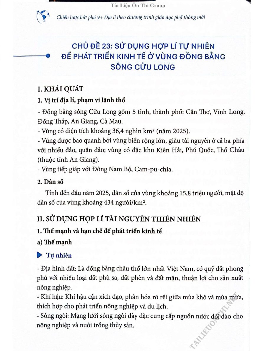 Ảnh minh họa cho CĐ 5 - BÀI 23: SỬ DỤNG HỢP LÍ TỰ NHIÊN ĐỂ PHÁT TRIỂN KINH TẾ Ở VÙNG ĐỒNG BẰNG SÔNG CỬU LONG