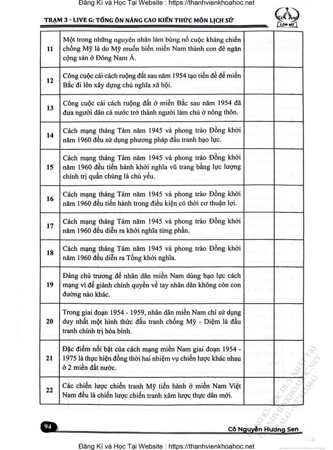 Ảnh minh họa cho TỔNG ÔN KIẾN THỨC MÔN LICH SỬ TRẠM 3 CÔ SEN