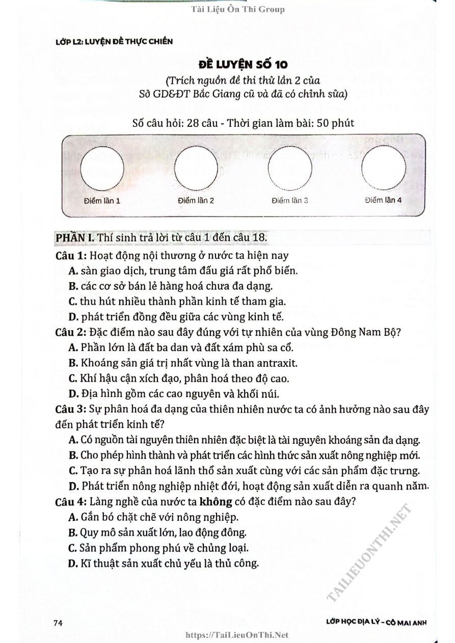 Ảnh minh họa cho LUYỆN THI ĐỊA LÍ THPT